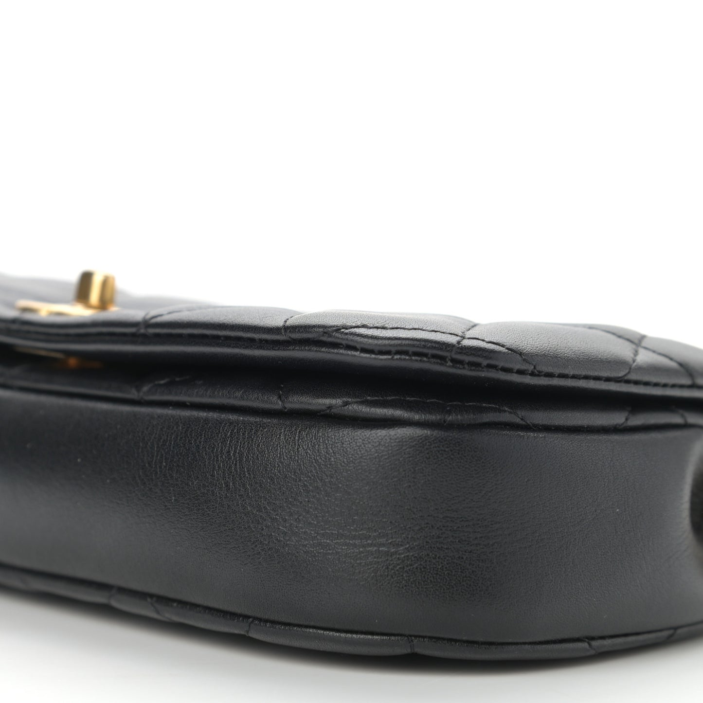 Calfskin Quilted Coco Mail Clutch With Chain Black