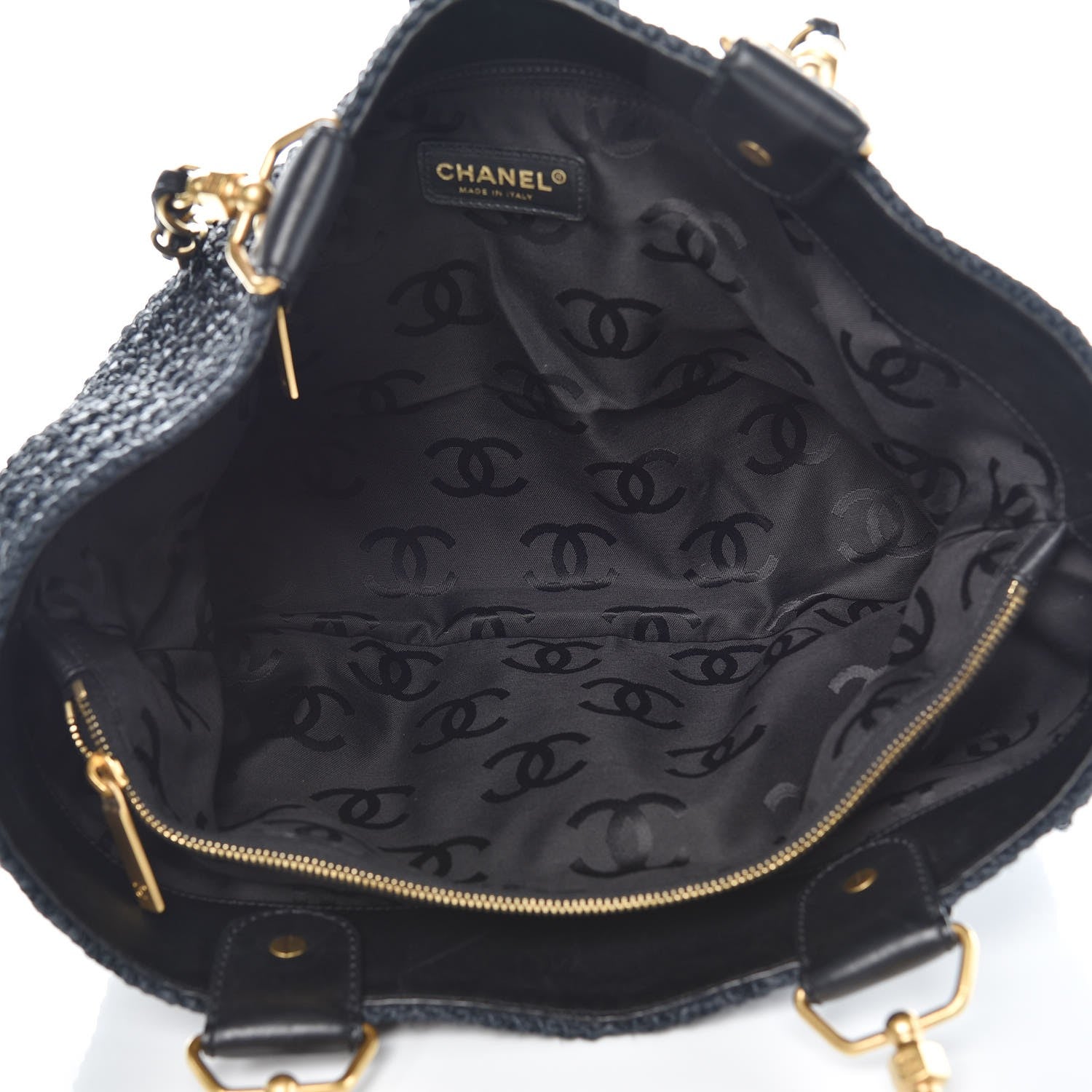 Chanel Straw Raffia Tote Black 6 of 9