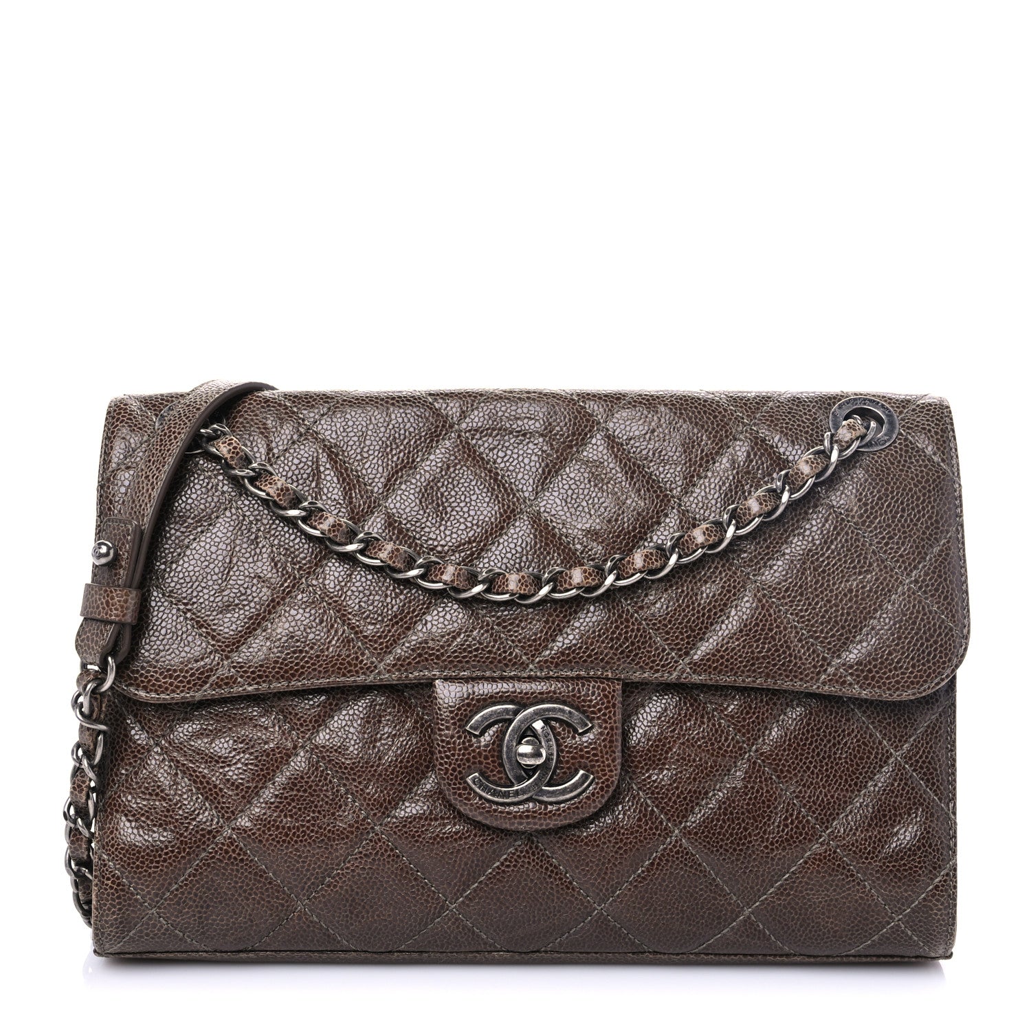 Chanel Crumpled Grained Calfskin Medium CC Crave Flap Brown 1 of 9