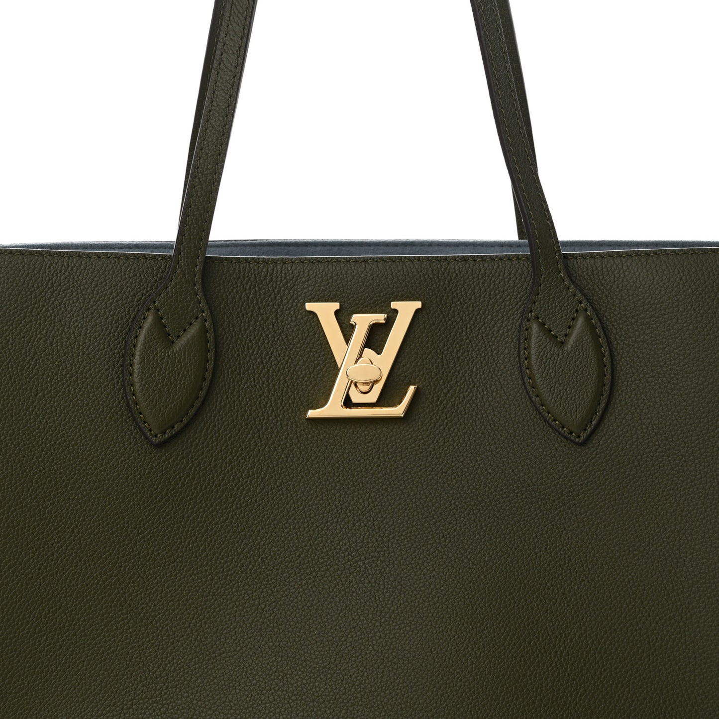 Grained Calfskin Lockme Shopper Kaki