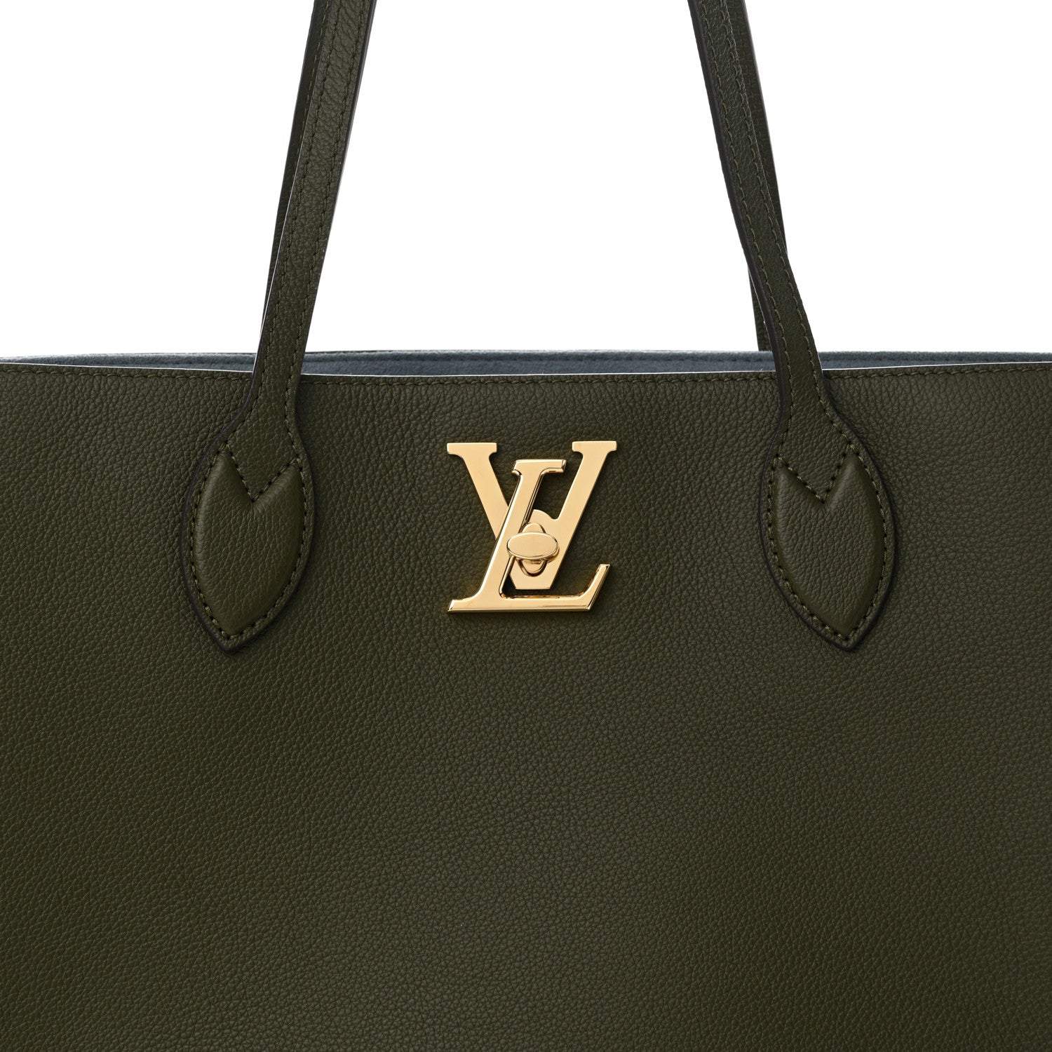 Louis Vuitton Grained Calfskin Lockme Shopper Kaki 7 of 9