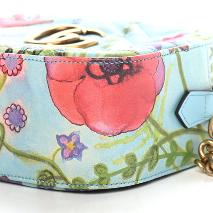 Gucci X UNSKILLED WORKER Calfskin Matelasse Flora Painted Small GG Marmont Chain Shoulder Bag Cloudy Blue Multicolor 10 of 10