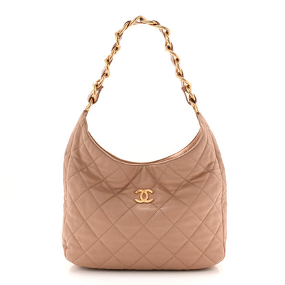 Chanel Lambskin Quilted Large CC Funky Town Hobo Beige 1 of 10