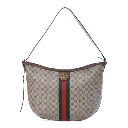Gucci GG Supreme Monogram Web Ophidia Half Moon Hobo Brown 1 of 7