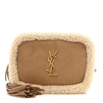 Saint Laurent Suede Shearling Lou Belt Bag Natural Tan 1 of 9