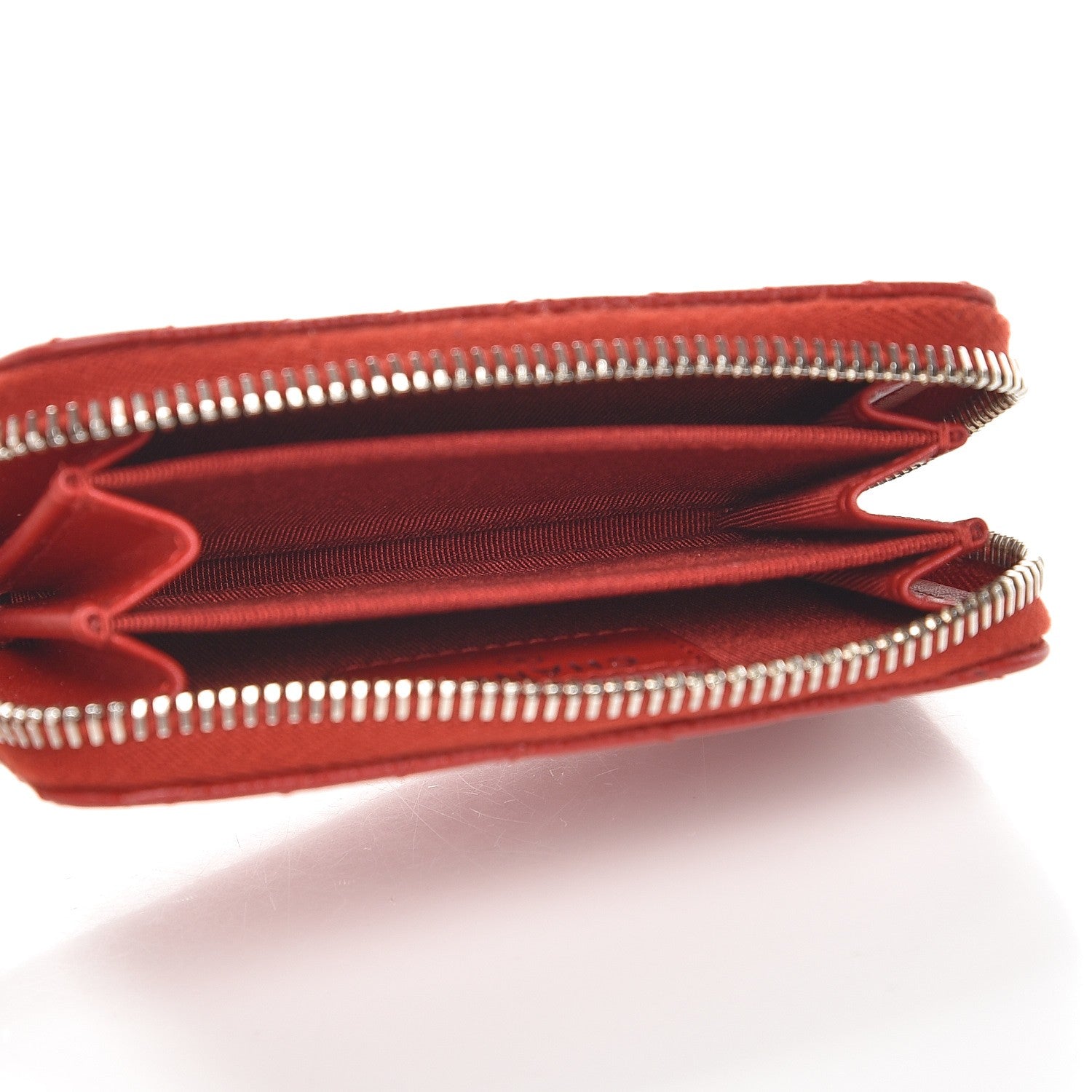 Chanel Caviar Chevron Quilted Zip Around Coin Purse Dark Red 5 of 8
