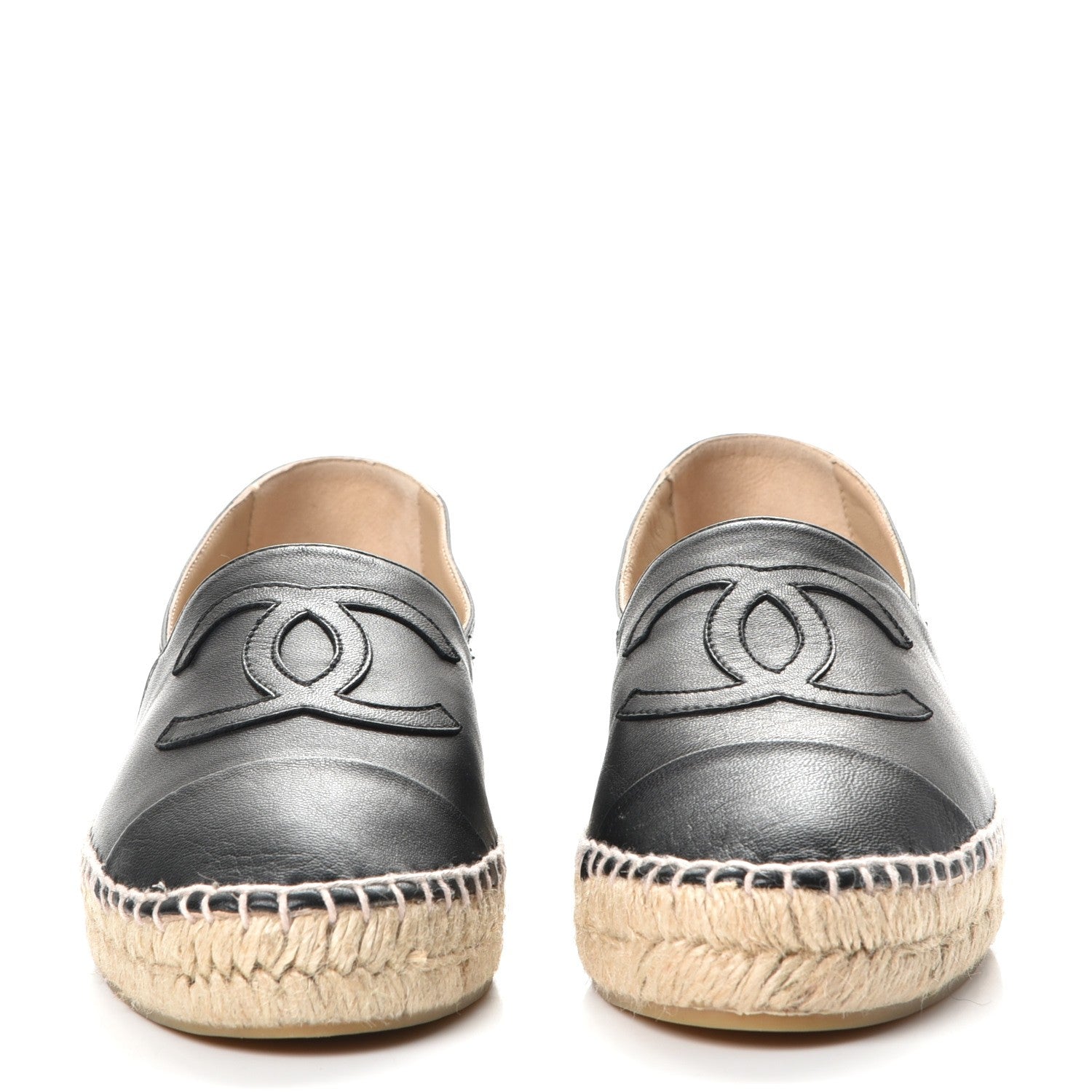 Chanel Lambskin CC Espadrilles 38 Black 2 of 12