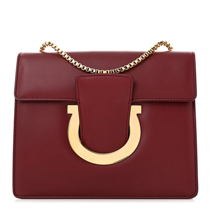 Salvatore Ferragamo Calfskin Thalia Flap Shoulder Bag Wine 1 of 10