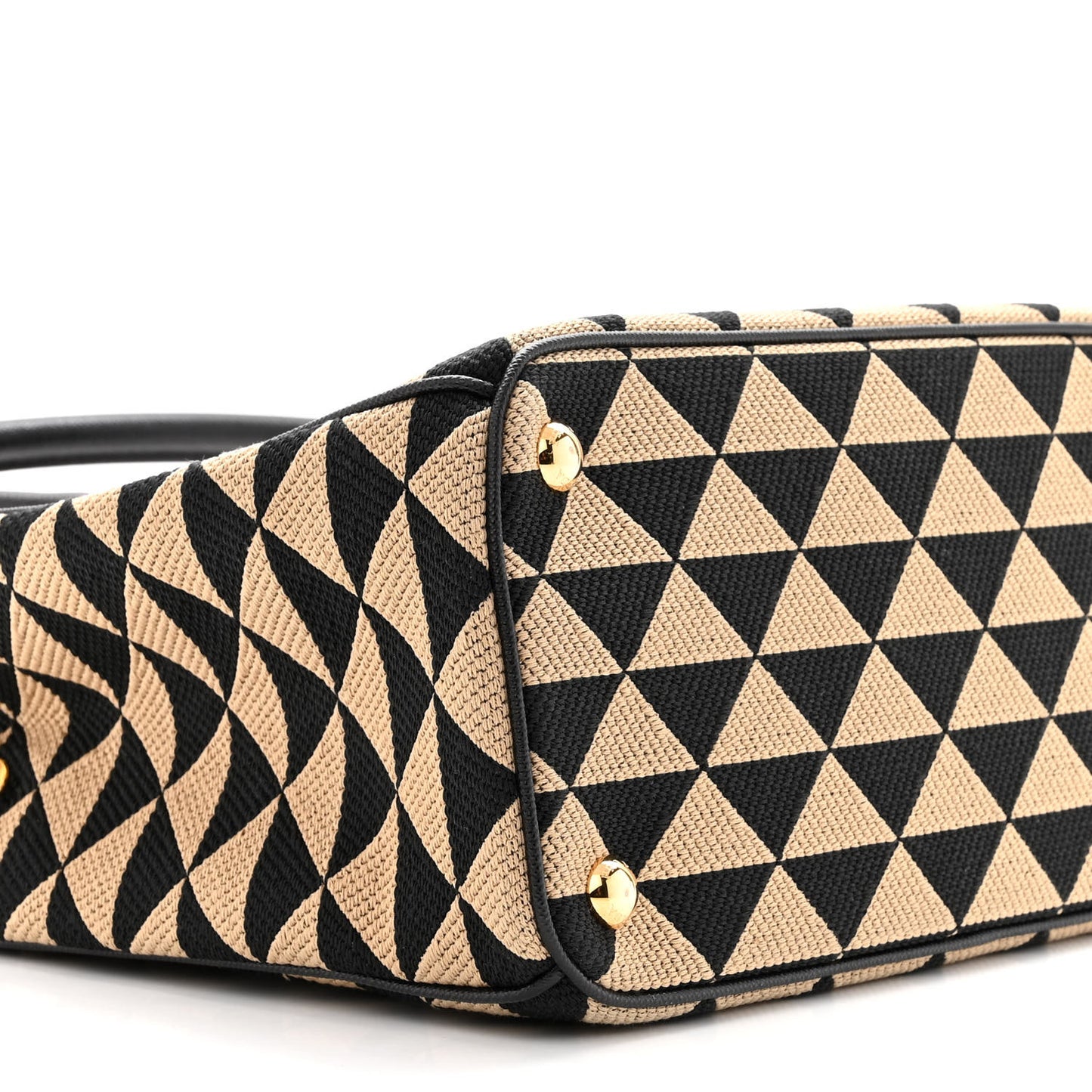 Jacquard Saffiano Triangolo Symbole Embroidered Small Galleria Double Zip Tote Black Corda