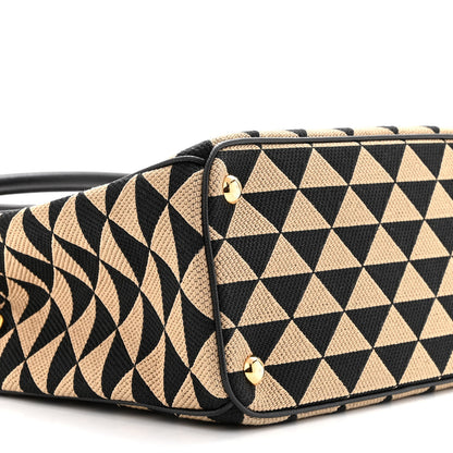 Prada Jacquard Saffiano Triangolo Symbole Embroidered Small Galleria Double Zip Tote Black Corda 9 of 10