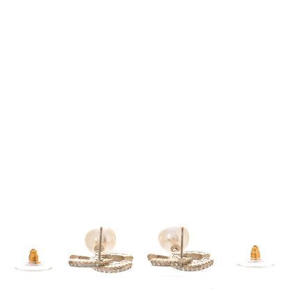 Chanel Crystal Pearl CC Drop Earrings Gold 3 of 5