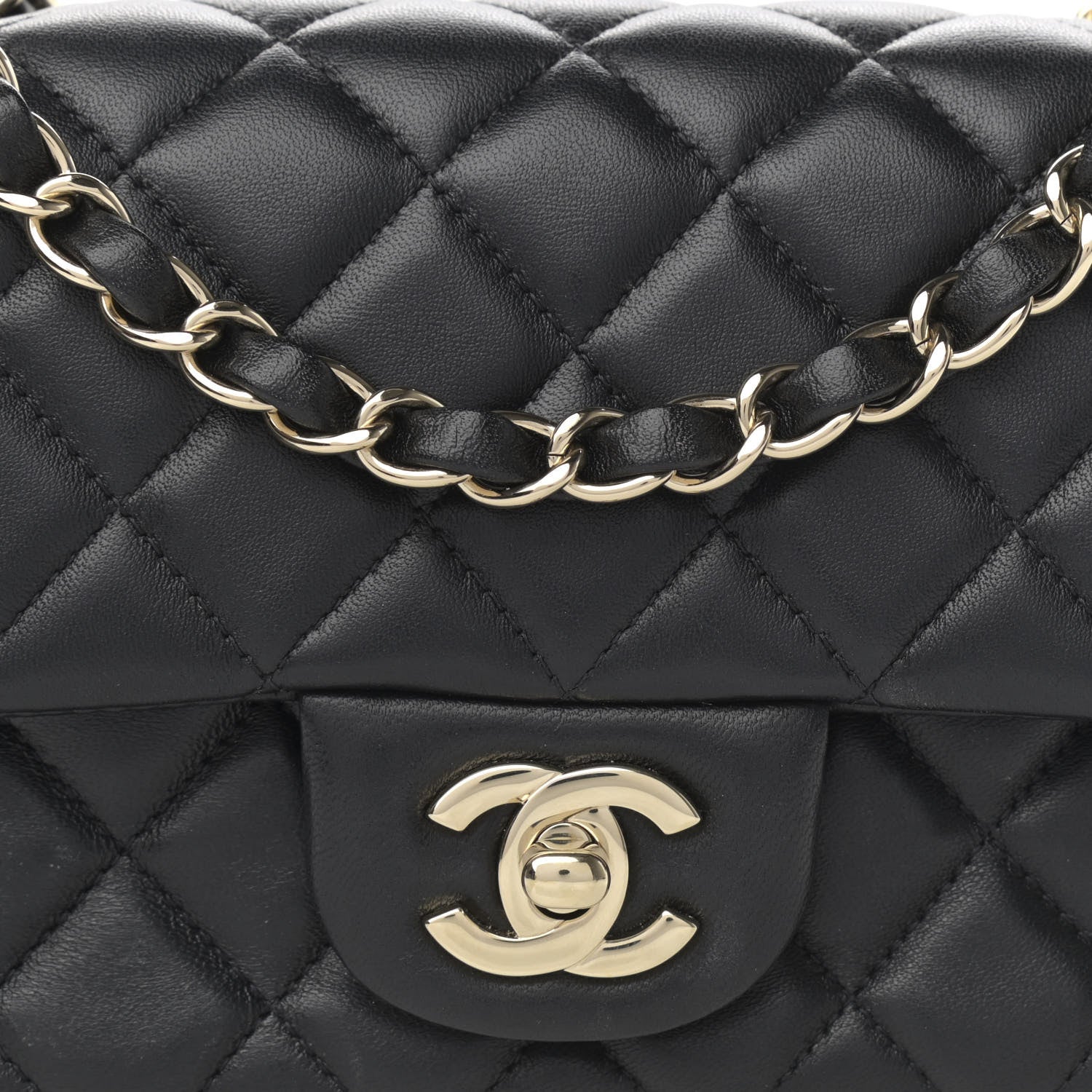 Chanel Lambskin Quilted Mini Rectangular Flap Black 8 of 12