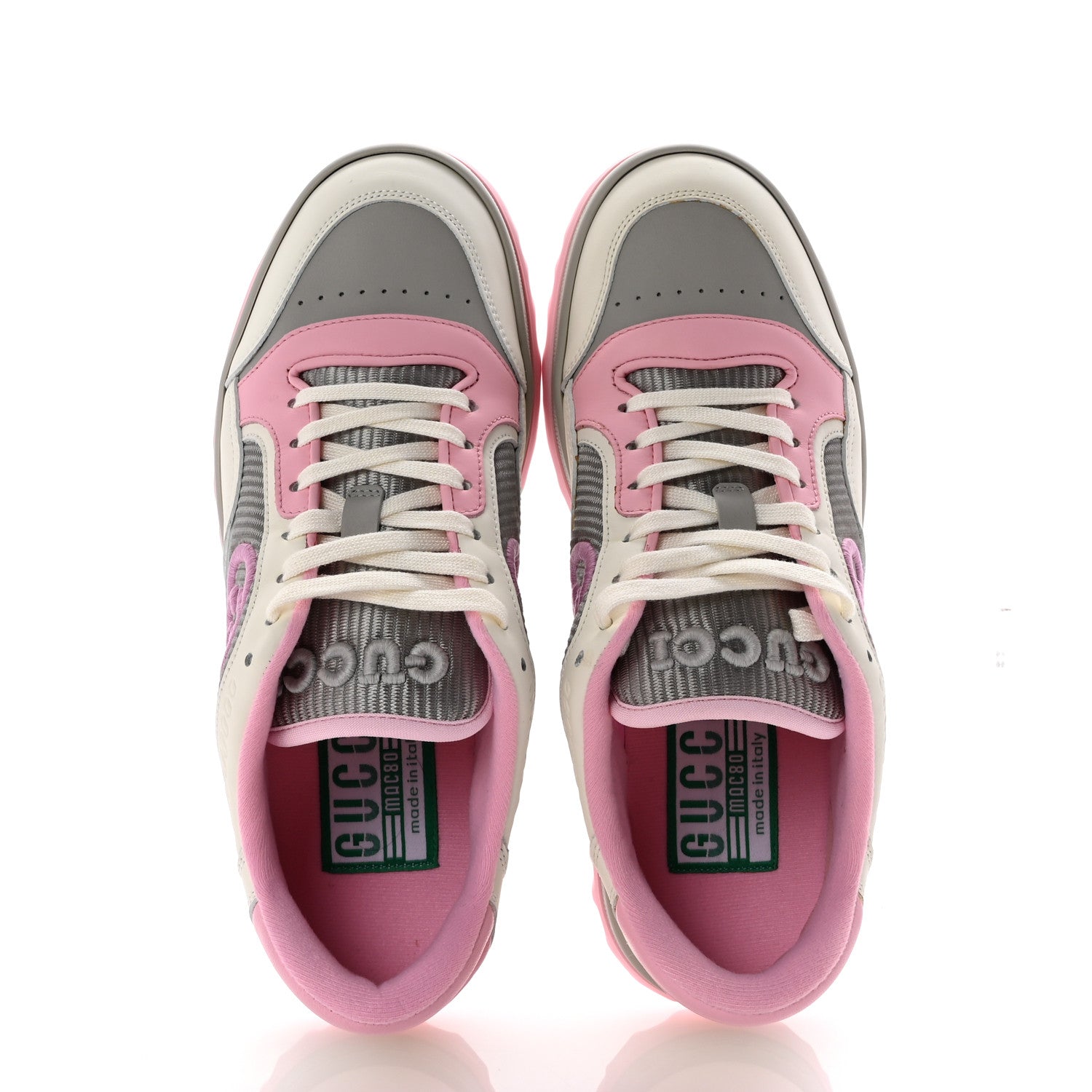 Gucci Dali Soft Calfskin Womens Mac80 Sneakers 38 Off White Grey Sky Light Rose 2 of 9