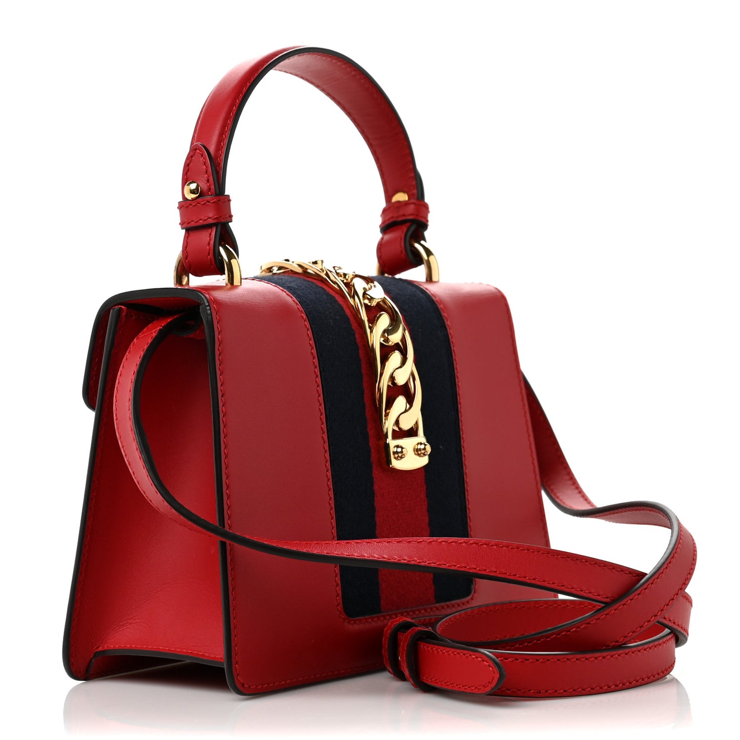 Calfskin Mini Sylvie Top Handle Bag Hibiscus Red