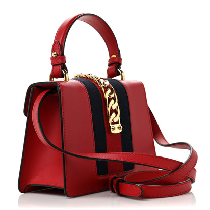 Gucci Calfskin Mini Sylvie Top Handle Bag Hibiscus Red 2 of 9