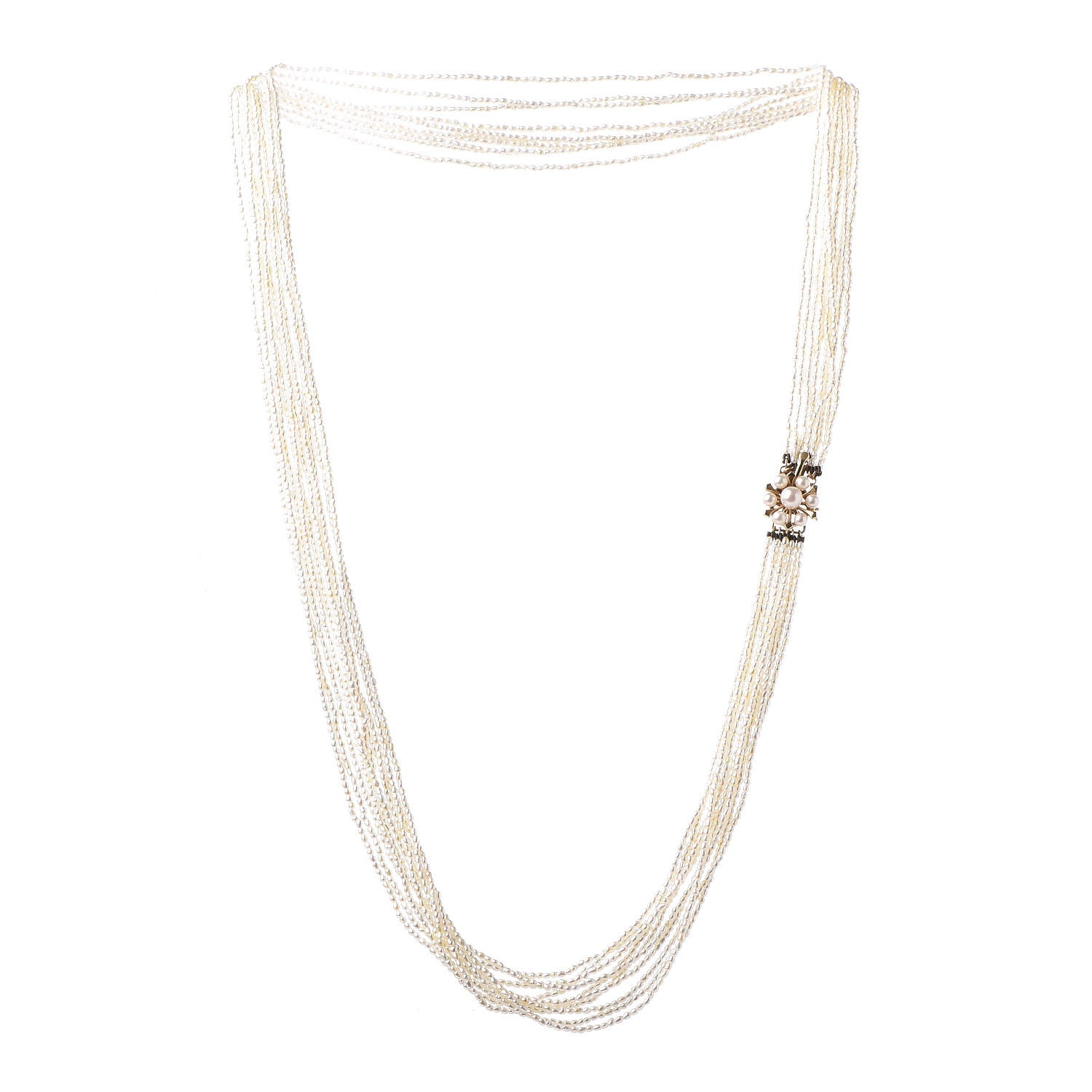 Mikimoto 14K Yellow Gold Akoya Seed Pearl Multi Strand Necklace 28" 5 of 7