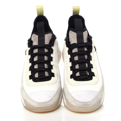 Chanel Fabric Calfskin Suede CC Sneakers 36 White Gray Yellow 6 of 11
