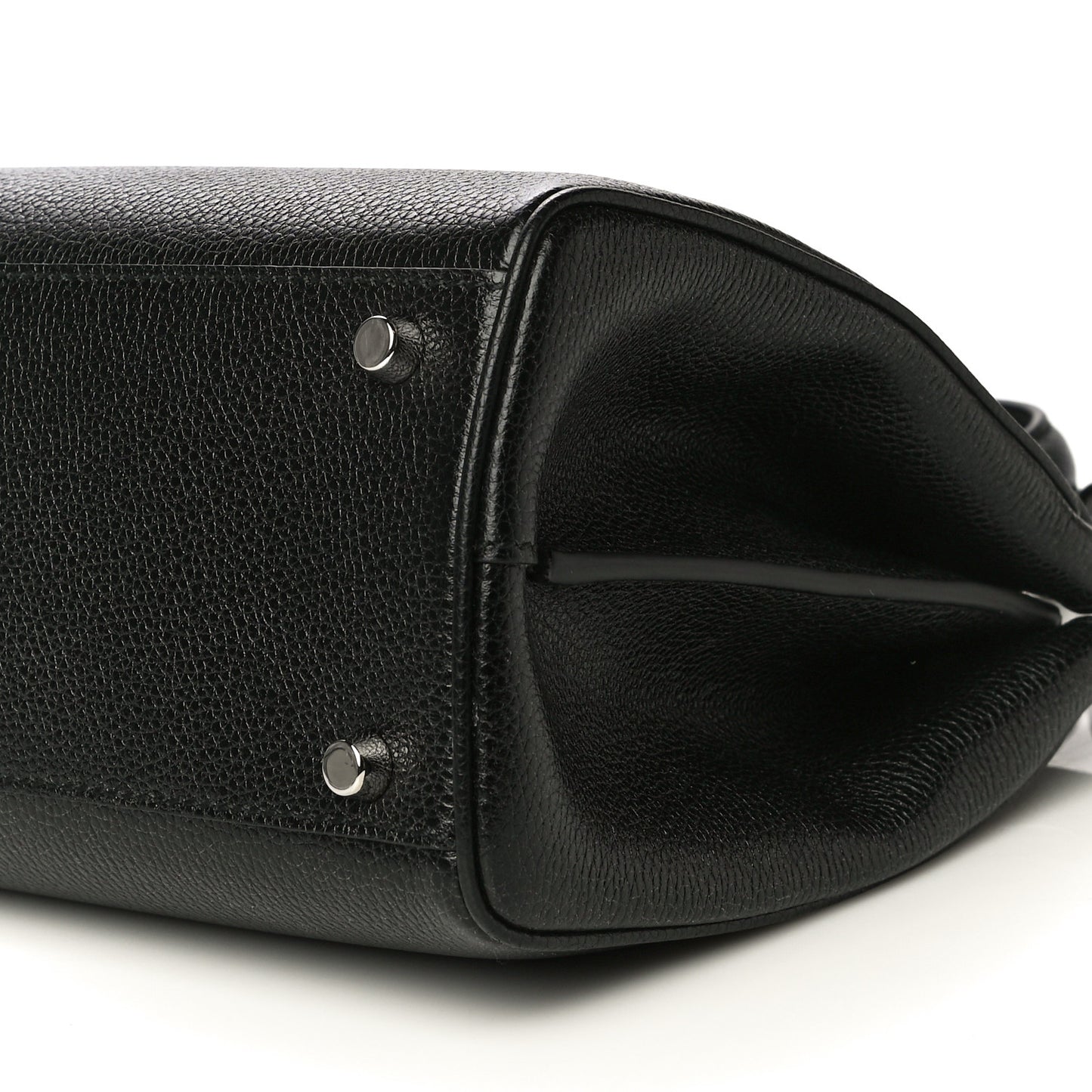 Grainy Calfskin Small Zumi Top Handle Bag Black