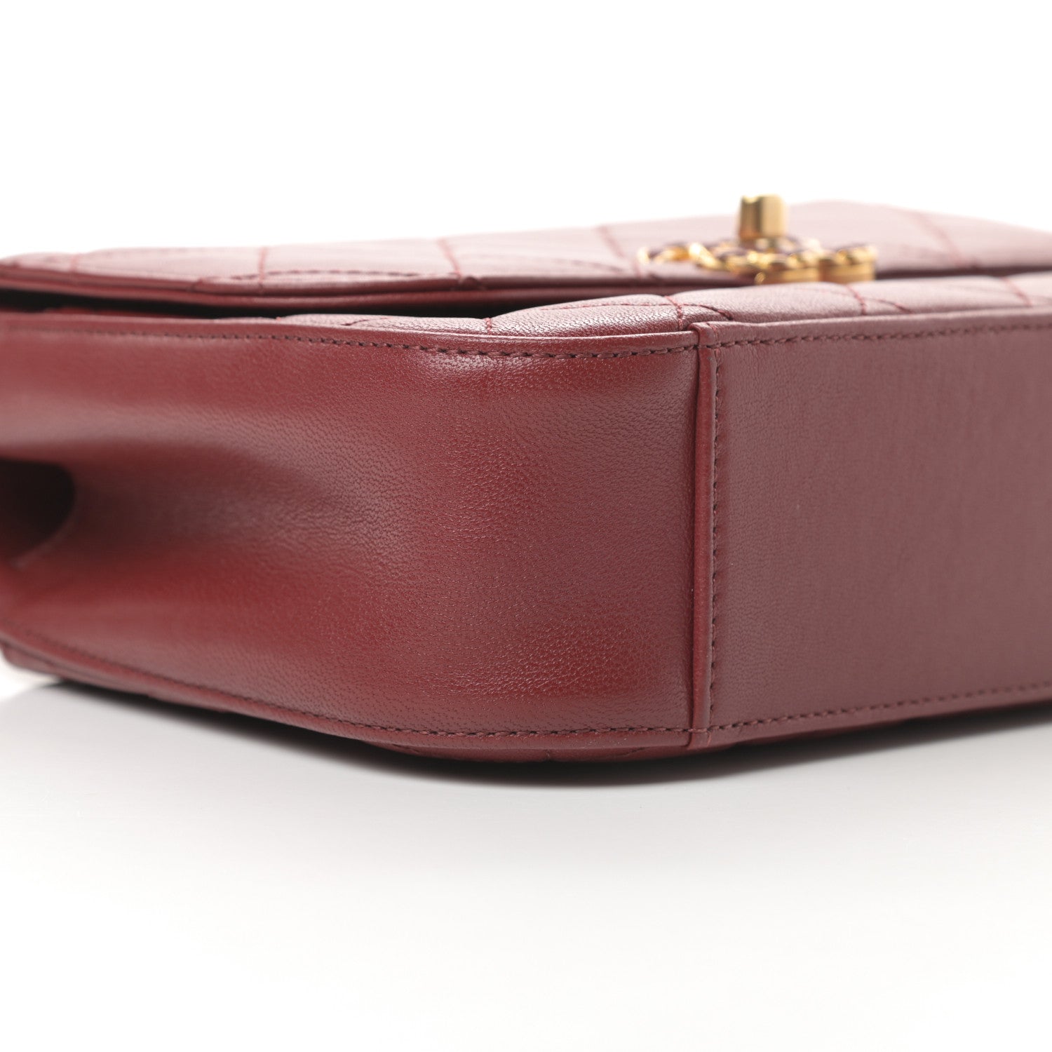 Chanel Lambskin Quilted Chain Infinity Top Handle Flap Burgundy 9 of 12