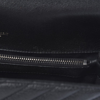 Saint Laurent Sheepskin Matelasse Chevron Monogram Large College Satchel Black 11 of 15