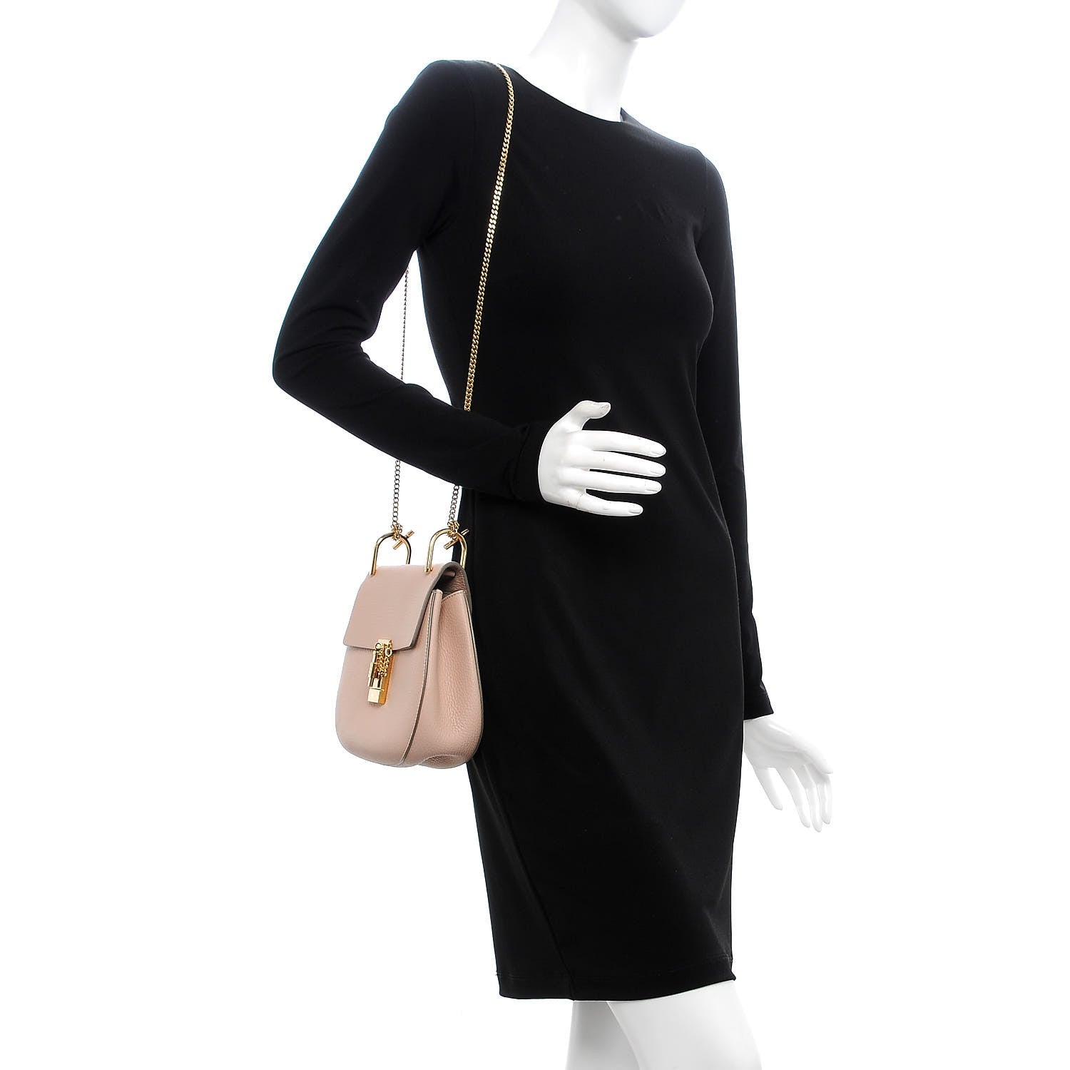Chloe Grained Lambskin Drew Shoulder Bag Cement Pink 2 of 6