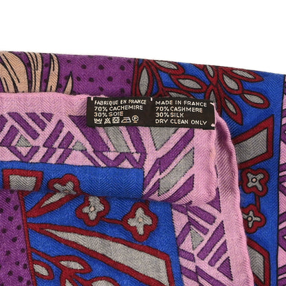 Hermes Cashmere Silk Zenobie Reine de Palmyre Shawl 140 Fuchsia Gris Acier Violet 3 of 3