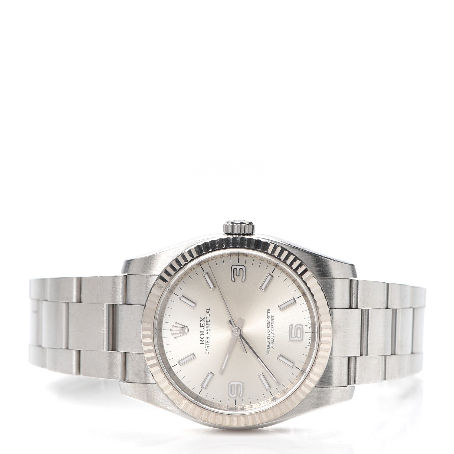 Rolex Stainless Steel 18K White Gold 36mm Oyster Perpetual Watch Silver 116034 2 of 6