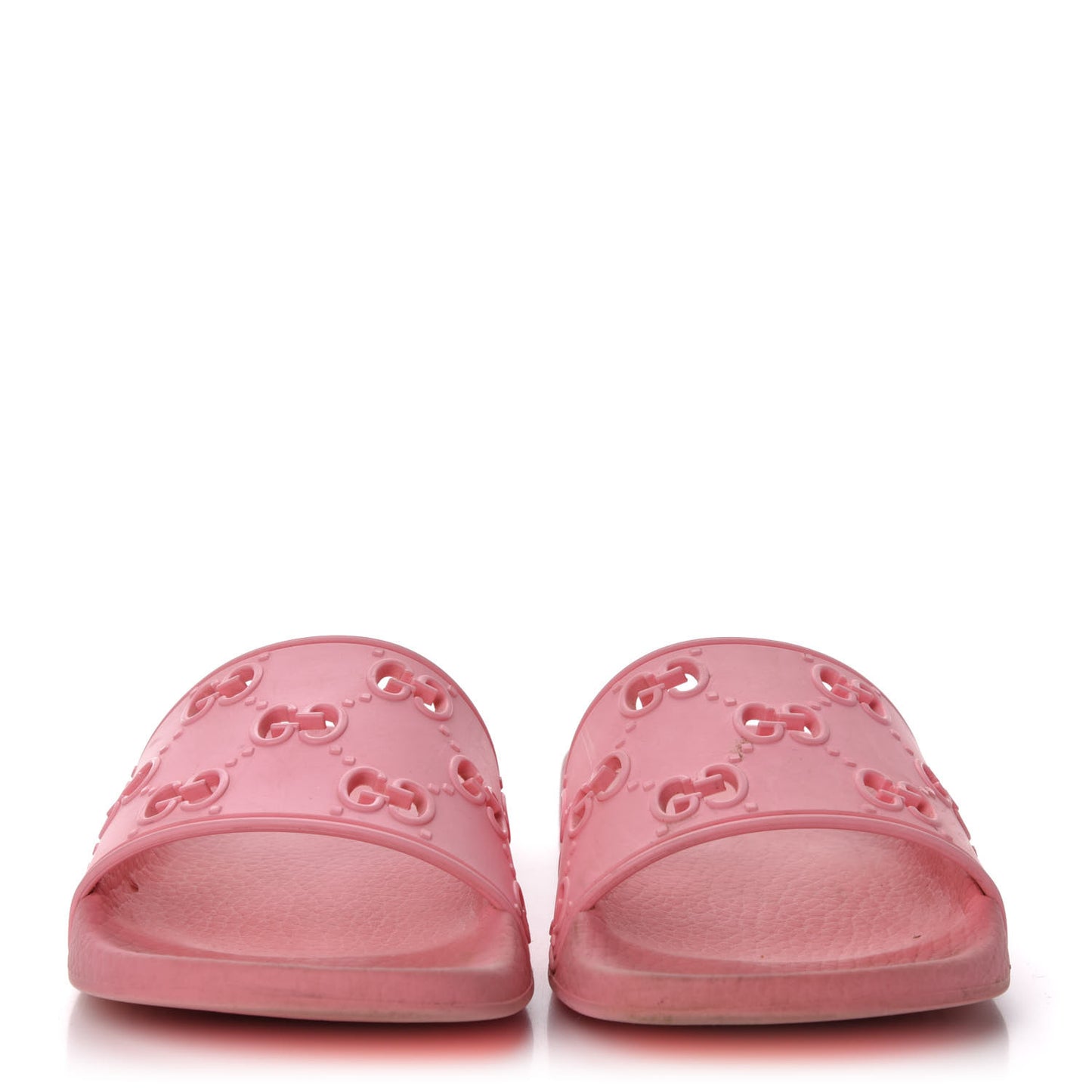Rubber GG Monogram Perforated Womens Slide Sandals 36 Rose Box