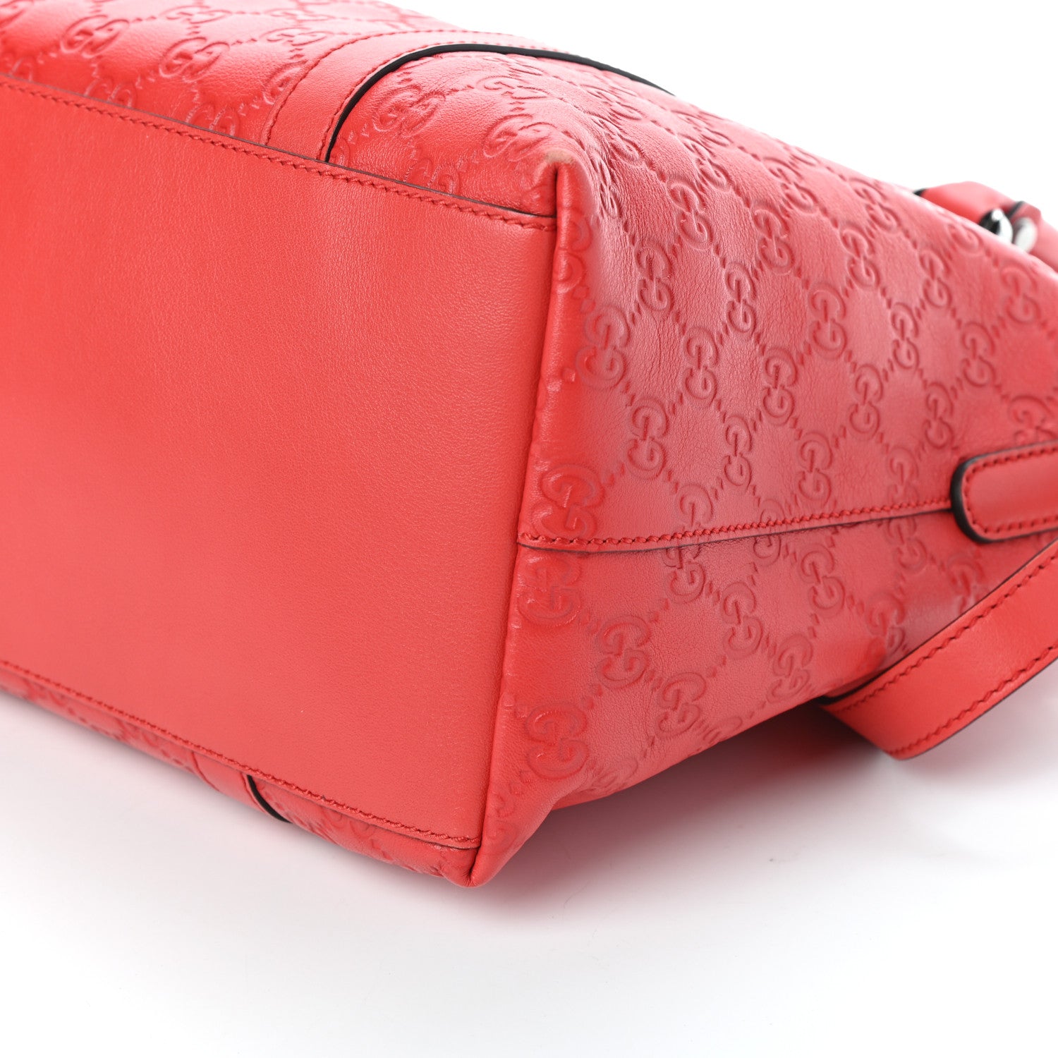 Gucci Guccissima Medium GG Charm Dome Satchel Red 9 of 9