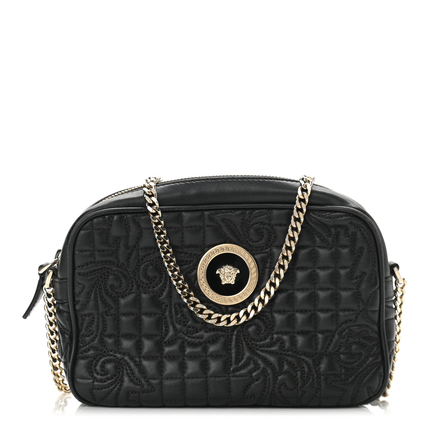 Nappa Quilted Medusa Camera Bag Black