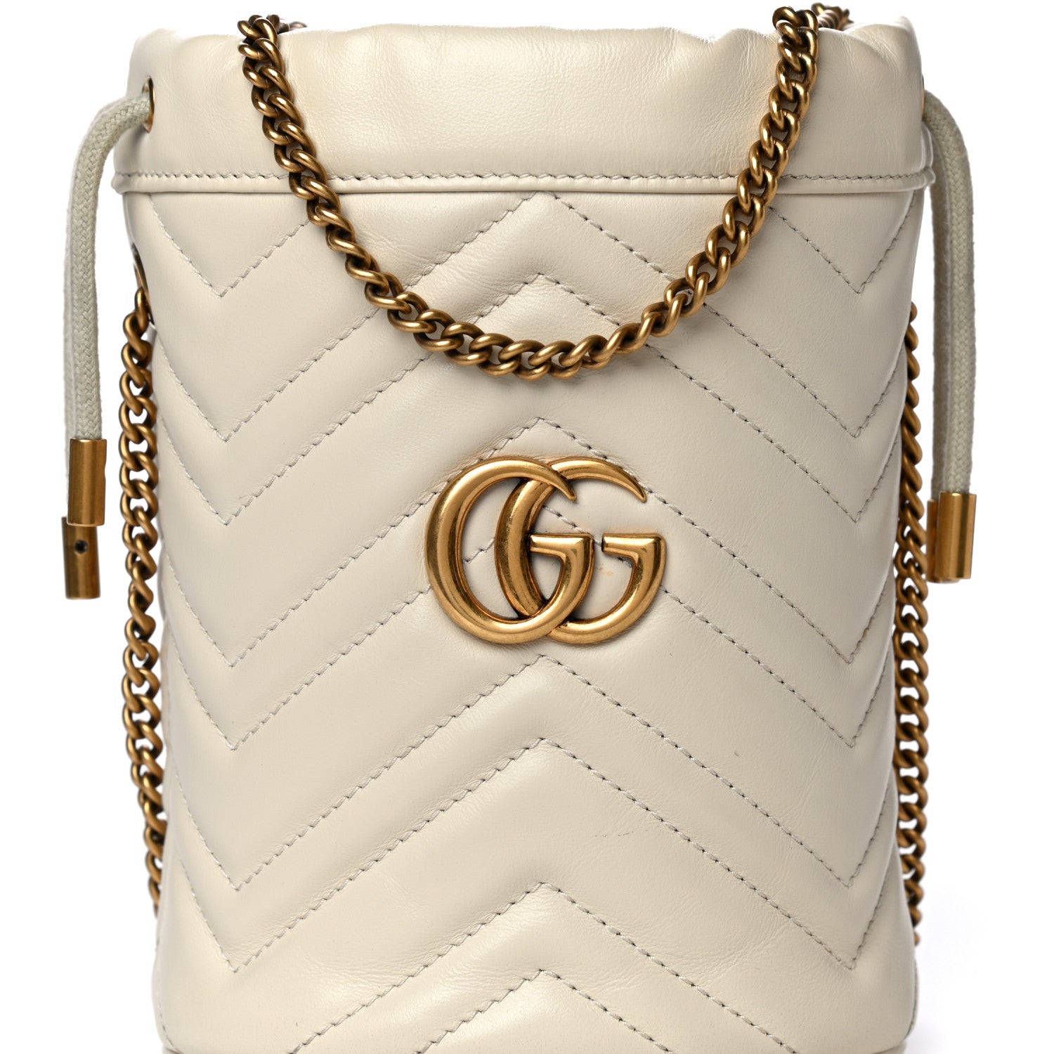 Gucci Calfskin Matelasse Mini GG Marmont 2.0 Bucket Bag White 8 of 11
