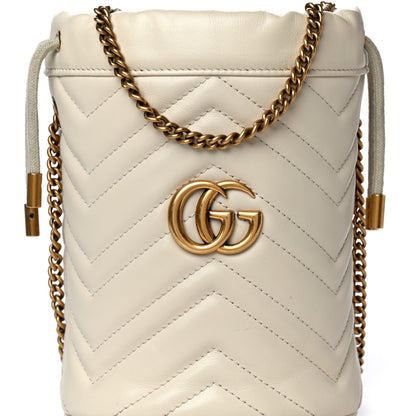 Gucci Calfskin Matelasse Mini GG Marmont 2.0 Bucket Bag White 8 of 11