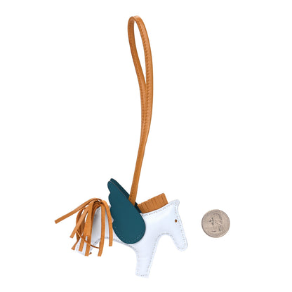 Hermes Milo Lambskin Grigri Rodeo Pegase Horse Bag Charm PM Bleu Brume Sesame Vert Bosphore 2 of 4