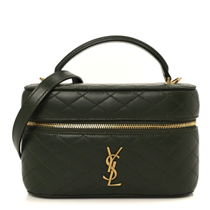 Saint Laurent Lambskin Quilted Mini Gaby Vanity Case Olive Wood 1 of 10