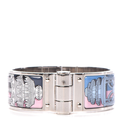 Hermes Enamel Printed Wide Marveilleuses Lanternes Hinged Bracelet S Arts and Crafts 1 of 6