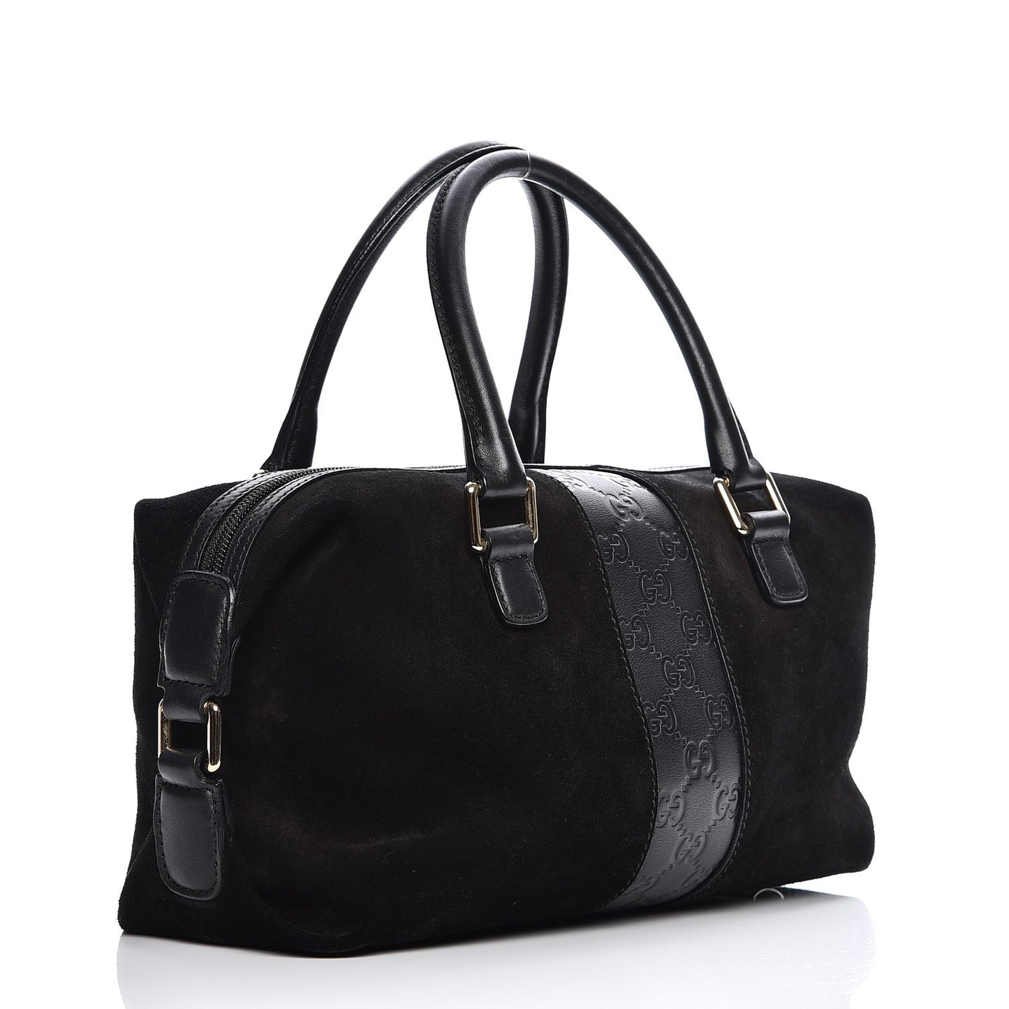 Suede Guccissima Small Boston Black
