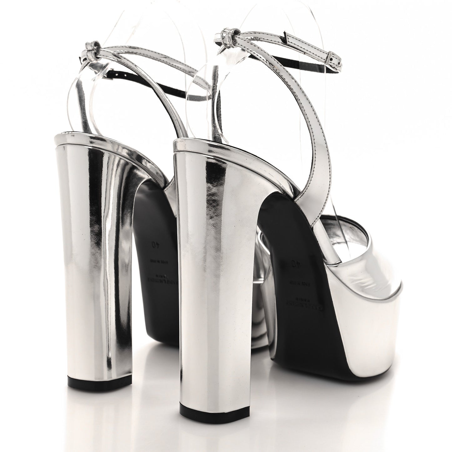 Metallic Patent Jodie 95 Platform Sandals 40 Silver