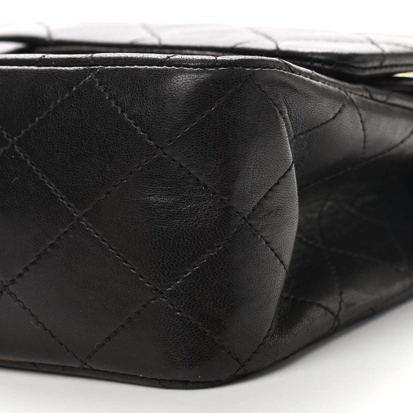 Lambskin Quilted Medium Double Flap Black