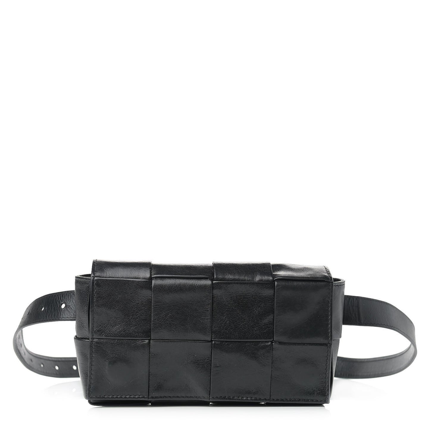 Paper Calfskin Intrecciato Cassette Belt Bag Black