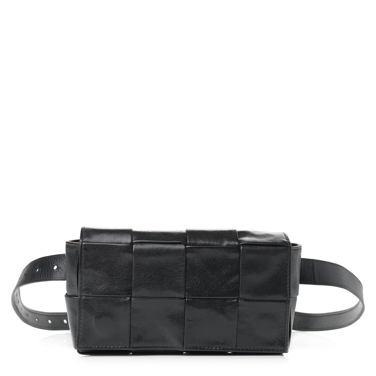 Bottega Veneta Paper Calfskin Intrecciato Cassette Belt Bag Black 1 of 8