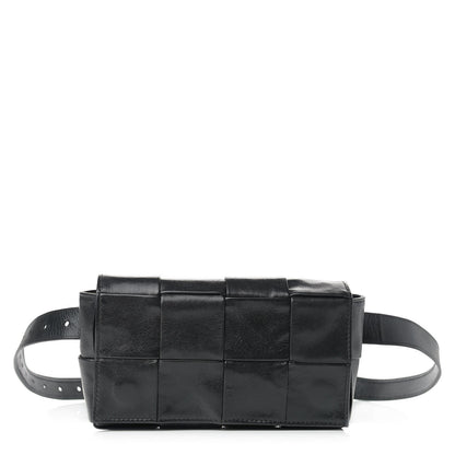Bottega Veneta Paper Calfskin Intrecciato Cassette Belt Bag Black 1 of 8
