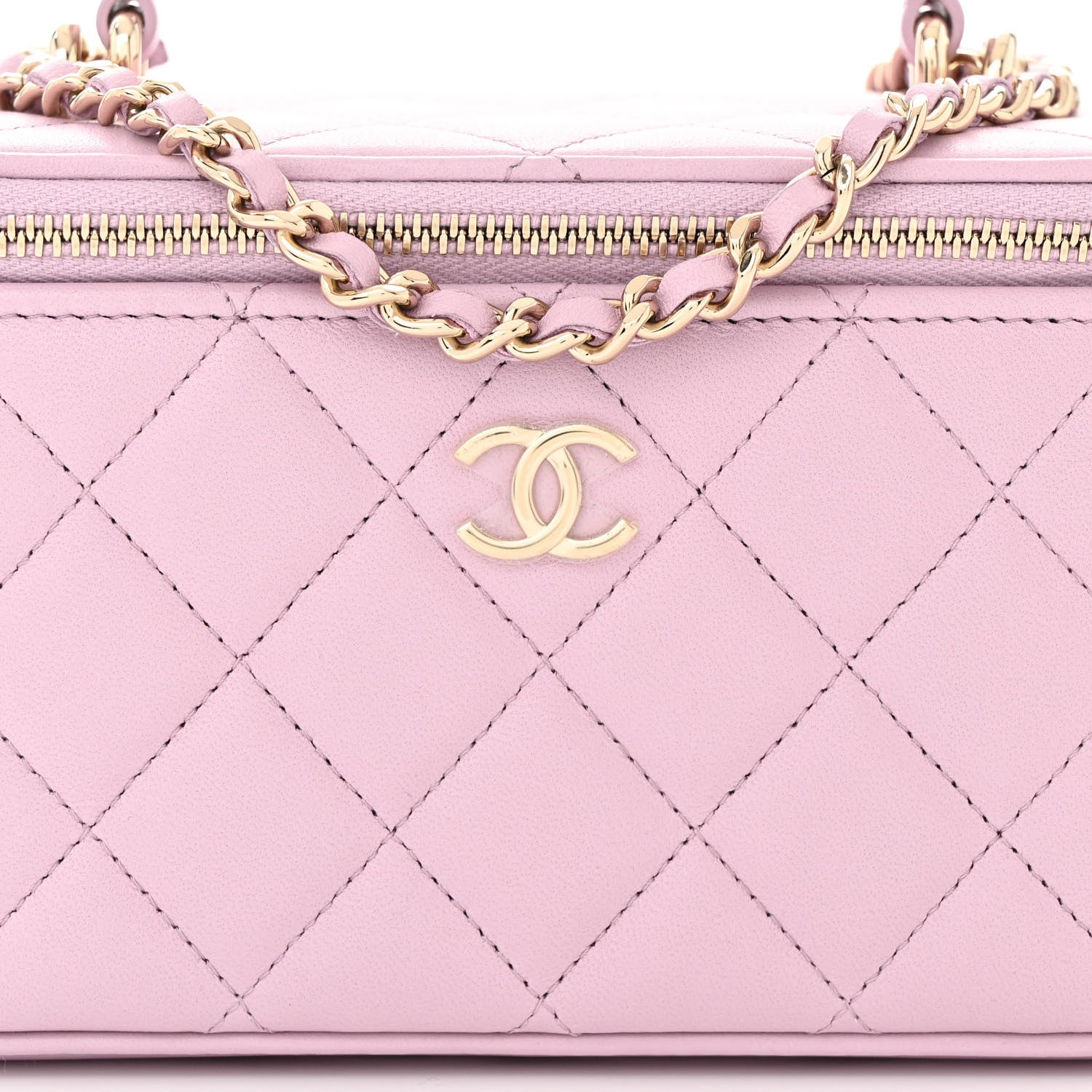 Chanel Lambskin Quilted Small Top Handle Vanity Case With Chain Light Pink 8 of 12