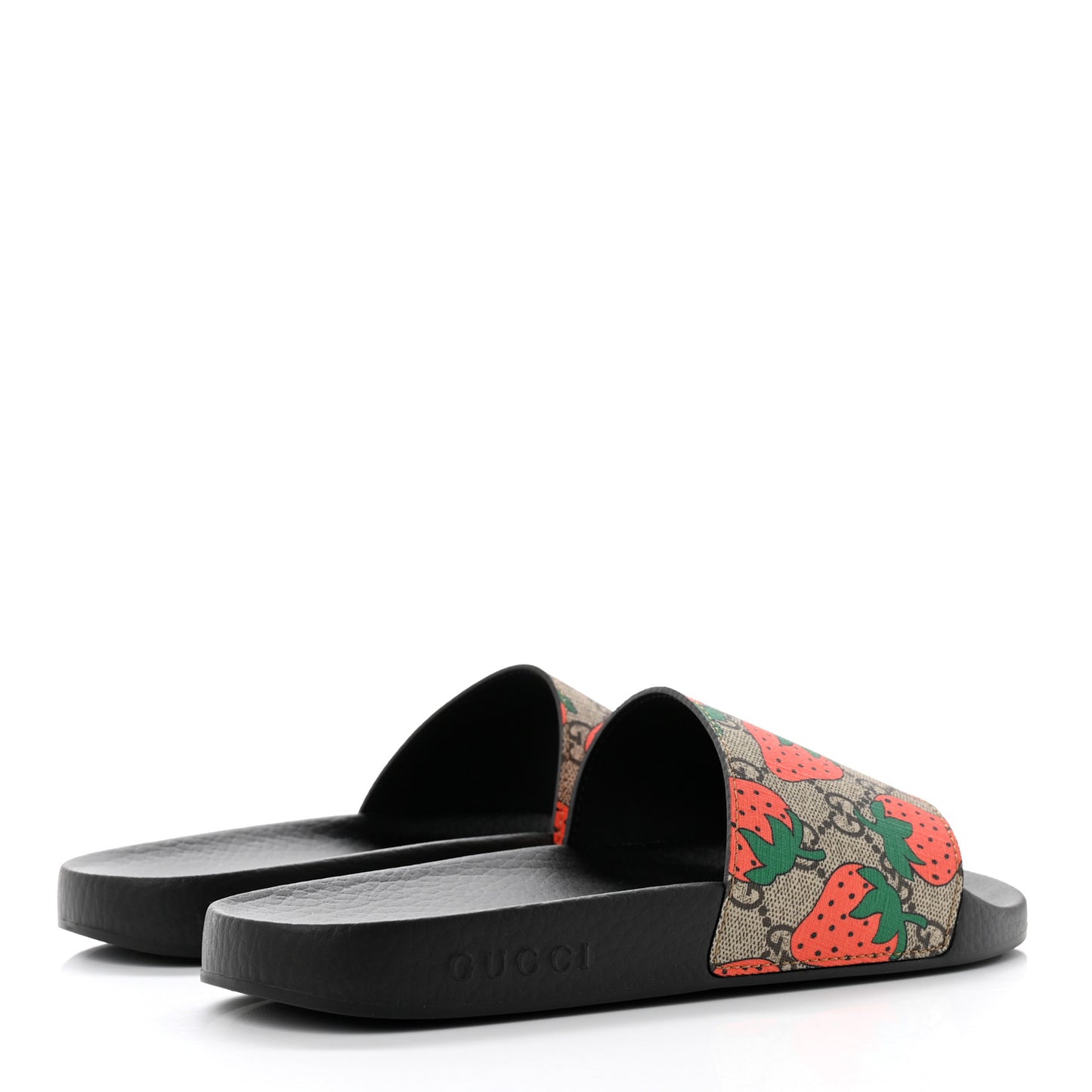 GG Supreme Monogram Strawberry Slide Sandals 40 Beige Multicolor