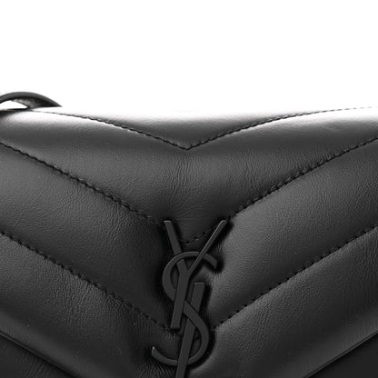Saint Laurent Calfskin Y Quilted Monogram Monochrome Toy Loulou Crossbody Bag Black 9 of 11
