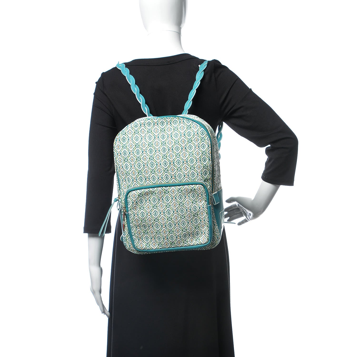 Christian Louboutin Calfskin Woven Valou Backpack Blue 2 of 12