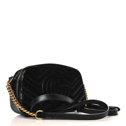 Gucci Calfskin Matelasse Small GG Marmont Chain Shoulder Bag Black 3 of 11