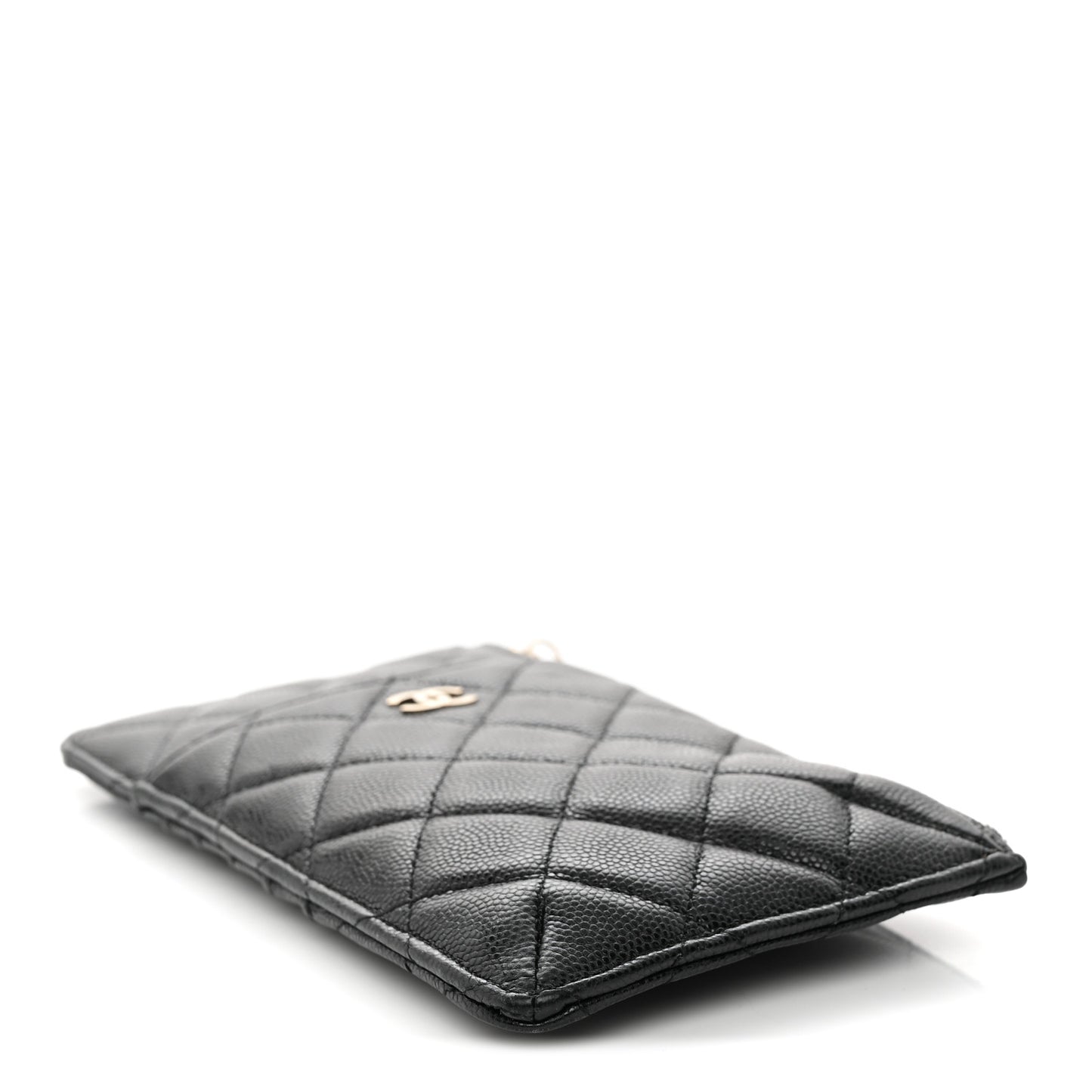 Caviar Quilted Classic Flat Wallet Pouch Black