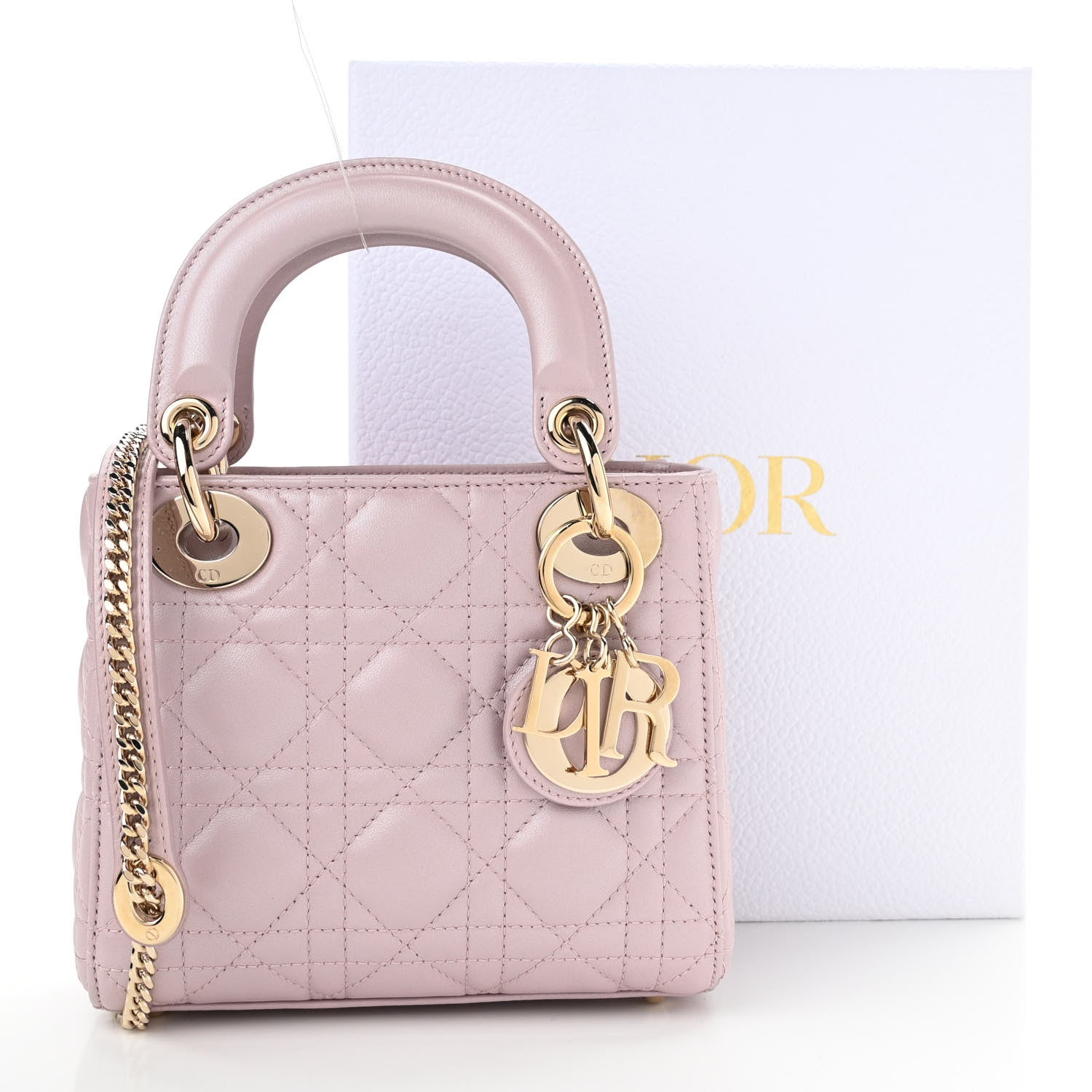 Christian Dior Metallic Lambskin Cannage Mini Lady Dior Lotus 10 of 10