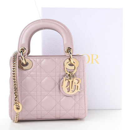 Christian Dior Metallic Lambskin Cannage Mini Lady Dior Lotus 10 of 10