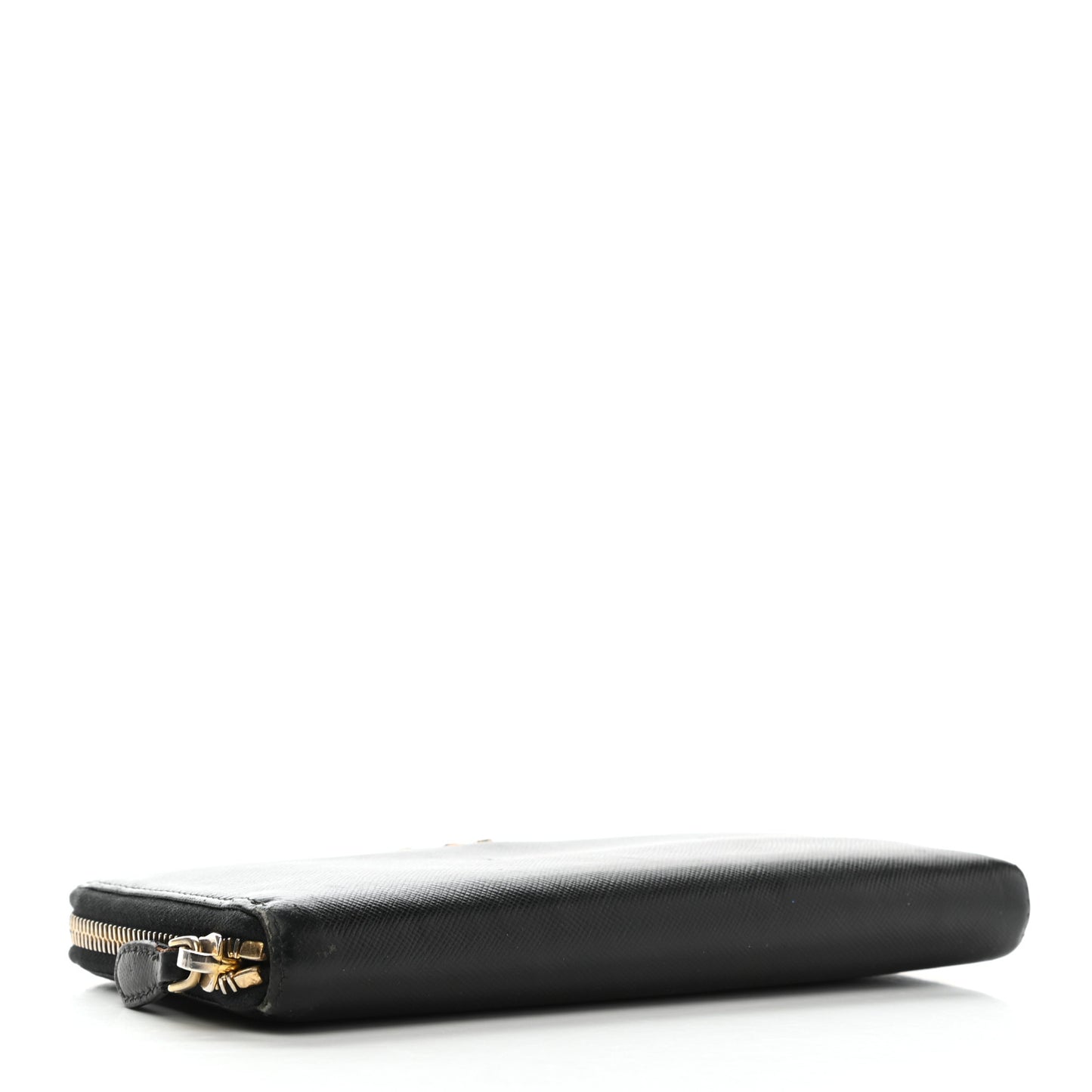 Saffiano Metal Zip Around Wallet Black
